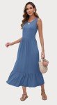 WNEEDU Women's Sleeveless Maxi Dress with Pockets
