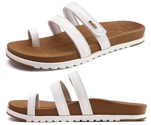 Comfortable Arch Support Slides for Women in Khaki