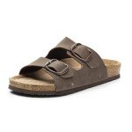 Women’s Adjustable Cork Footbed Flat Sandals - Brownish Yellow