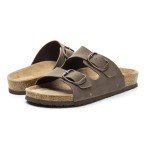 Women’s Adjustable Cork Footbed Flat Sandals - Brownish Yellow