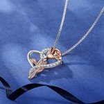 18K White Gold Heart Pendant Necklace for Women