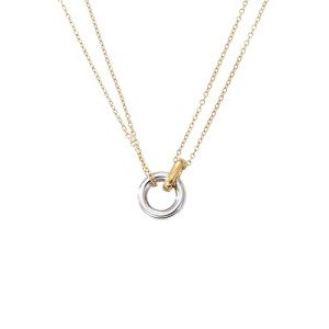 Trendy Gold and Silver Double Ring Necklace