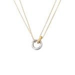 Trendy Gold and Silver Double Ring Necklace