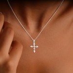 Dainty Silver Cross Necklace with Zirconia Pendant