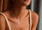 Dainty Silver Cross Necklace with Zirconia Pendant
