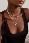 Trendy Silver Layered Necklace Set for Women