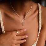 Dainty Silver Cross Necklace with Zirconia Pendant