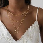 Dainty 14k Gold Layered Necklace for Women