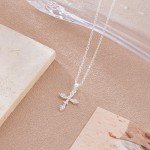 Dainty Silver Cross Necklace with Zirconia Pendant
