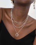 Trendy Silver Layered Necklace Set for Women