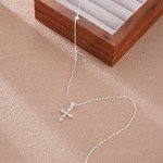 Dainty Silver Cross Necklace with Zirconia Pendant