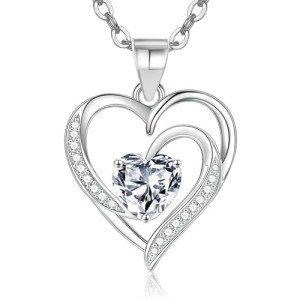 KENIY Sterling Silver Heart Pendant Necklace for Women