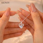 KENIY Sterling Silver Heart Pendant Necklace for Women