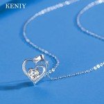 KENIY Sterling Silver Heart Pendant Necklace for Women