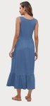 WNEEDU Women's Sleeveless Maxi Dress with Pockets