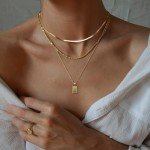 Layered Gold Necklaces with Pendant Set for Women