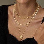 Layered Gold Necklaces with Pendant Set for Women