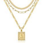 KissYan Gold Layered Initial Letter Necklace Set