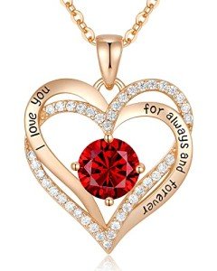 Forever Love Heart Pendant Necklace with Birthstone