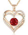 Forever Love Heart Pendant Necklace with Birthstone