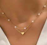 Dainty Gold Heart Pendant Necklace for Women