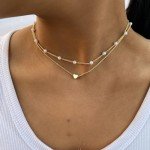 Dainty Gold Heart Pendant Necklace for Women