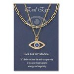 Gold Plated Layered Evil Eye Necklace for Women
