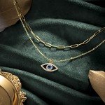 Gold Plated Layered Evil Eye Necklace for Women