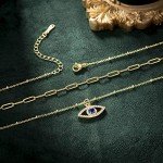 Gold Plated Layered Evil Eye Necklace for Women