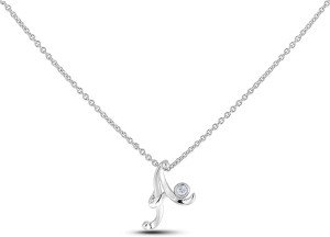 Sterling Silver Initial A Necklace with Diamonds