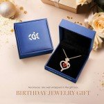Rose Flower Heart Birthstone Necklace in Sterling Silver