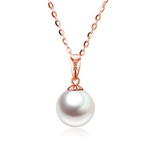 14K Gold Pearl Necklace with 18K Pendant for Women