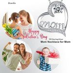 Mom Love Heart Necklace with April Birthstone