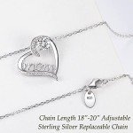 Mom Love Heart Necklace with April Birthstone