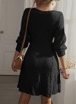 Dokotoo Womens Sweater Midi Dresses Elegant Trendy Casual Loose Long Sleeve Dresses V Neck Knit Ribbed A Line Fall Pullover Sweater Mini Black Dress 2024 Fashion Clothes Medium