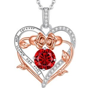 Heart Birthstone Necklace in 925 Sterling Silver