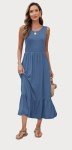 WNEEDU Women's Sleeveless Maxi Dress with Pockets