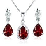 Red Garnet Birthstone Jewelry Set in Silver