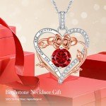 Heart Birthstone Necklace in 925 Sterling Silver