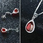 Red Garnet Birthstone Jewelry Set in Silver