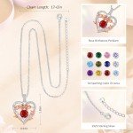 Heart Birthstone Necklace in 925 Sterling Silver