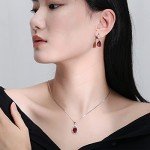 Red Garnet Birthstone Jewelry Set in Silver