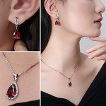Red Garnet Birthstone Jewelry Set in Silver