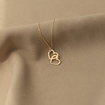 14k Gold Diamond Double Heart Necklace for Women