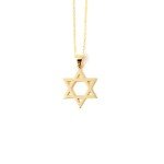 14K Gold Star of David Pendant Necklace for Women