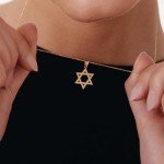 14K Gold Star of David Pendant Necklace for Women