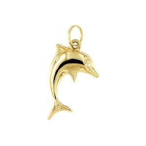 14kt Yellow Gold Dolphin Charm Pendant for Necklaces