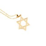 14K Gold Star of David Pendant Necklace for Women