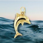 14kt Yellow Gold Dolphin Charm Pendant for Necklaces