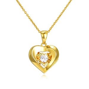 Gold Heart Necklace with Cubic Zirconia Pendant
